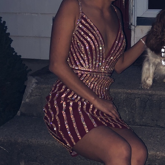 Red and gold 2017 jovani dress